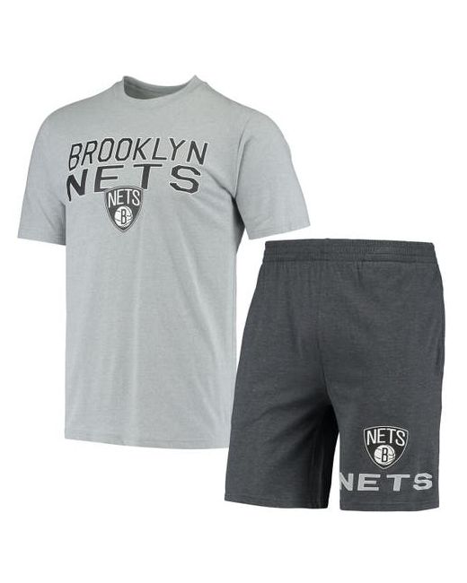 Concepts Sport Heathered Charcoal Brooklyn Nets Anchor T-Shirt Shorts Sleep Set in at