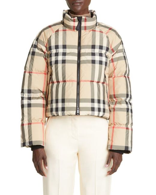 Burberry Alshamar Check Down Puffer Jacket in at