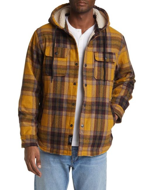 Schott Plaid Wool Blend Snap-Up Hooded Shirt Jacket in at