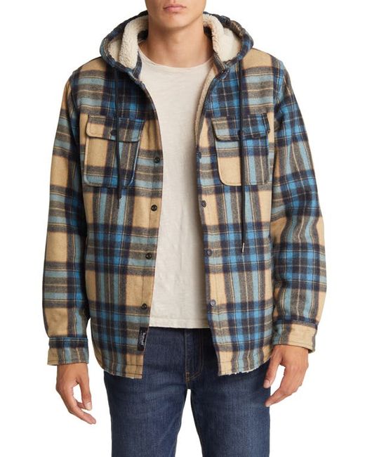 Schott Plaid Wool Blend Snap-Up Hooded Shirt Jacket in at
