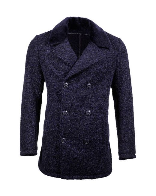 Comstock & Co. Comstock Co. Double Breasted Wool Blend Bouclé Jacket with Shearling Trim in at