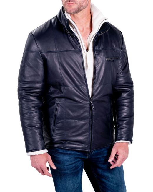 Comstock & Co. Comstock Co. Monaco Water Repellent Reversible Leather Nylon Jacket in at