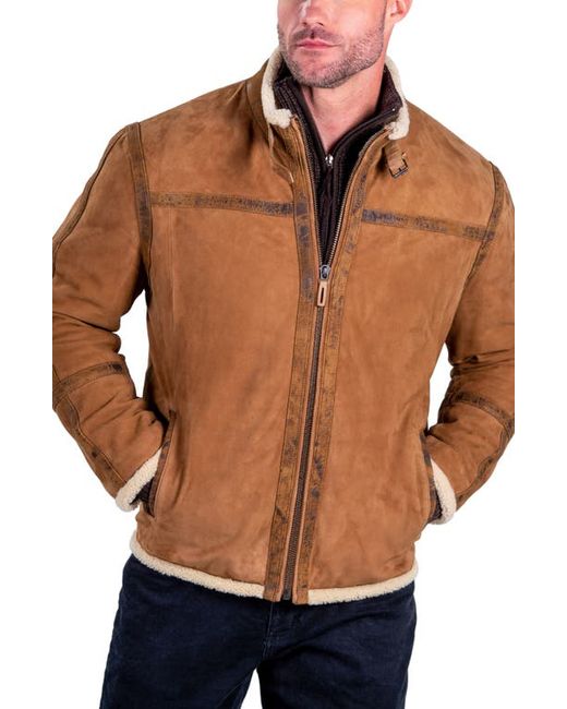 Comstock & Co. Comstock Co. Montana Suede Jacket with Genuine Shearling Trim in at