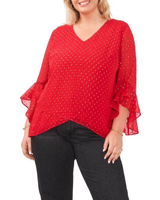 Vince Camuto Swiss Dot Flutter Sleeve Blouse in at