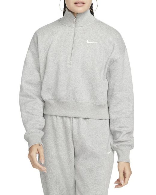 Nike Sportswear Phoenix Fleece Crop Sweatshirt in Dark Grey Heather/Sail at