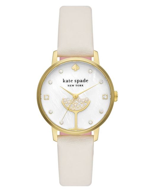 Kate Spade New York metro leather strap watch 34mm in Gold/Cream at
