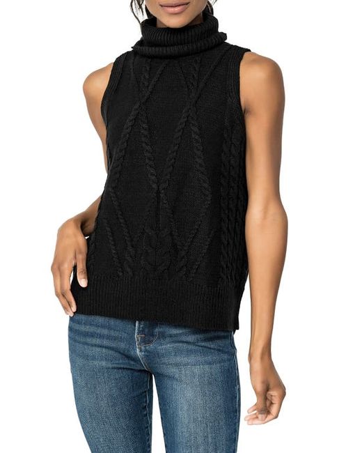Gibsonlook Cable Stitch Sleeveless Turtleneck Sweater in at