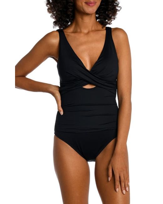 La Blanca Cross Front Keyhole Cutout One-Piece Swimsuit in at