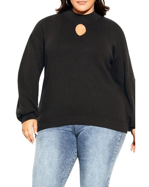City Chic Evelyn Keyhole Mock Neck Sweater in at