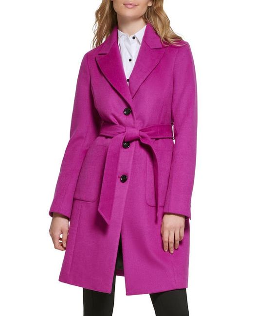 Karl Lagerfeld Belted Wool Blend Patch Pocket Coat in at