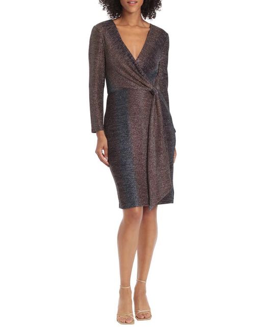 Maggy London Metallic Long Sleeve Wrap Dress in at
