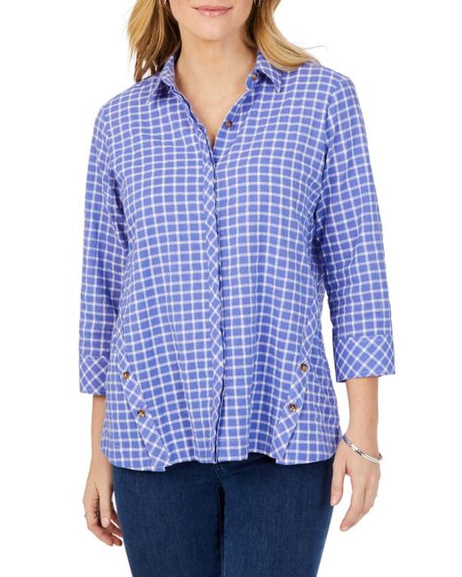 Foxcroft Cassie Plaid Stretch Cotton Button-Up Shirt in at