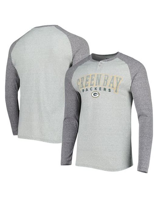 Concepts Sport Heather Green Bay Packers Ledger Raglan Long Sleeve Henley T-Shirt at