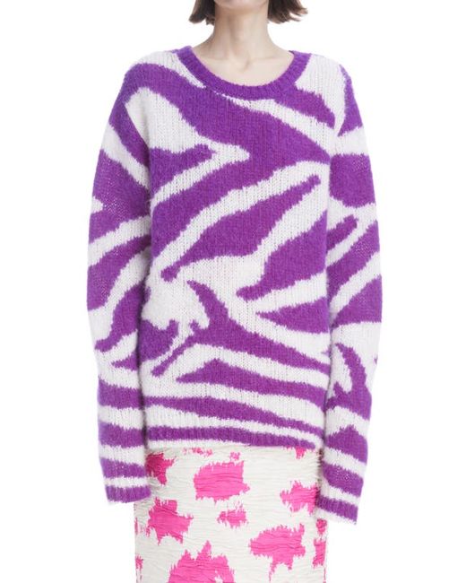 Dries Van Noten Nazareth Zebra Pattern Oversize Alpaca Blend Sweater in at