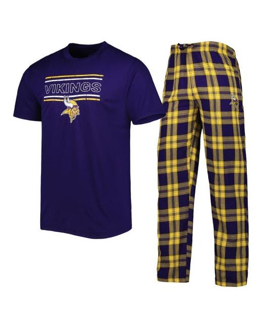 Concepts Sport Gold Minnesota Vikings Badge Top Pants Sleep Set at