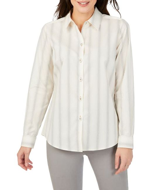 Foxcroft Jules Stripe Cotton Button-Up Shirt in at