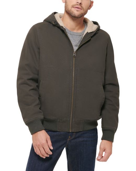 Levi's Workwear Faux Shearling Lined Cotton Canvas Hooded Jacket in at