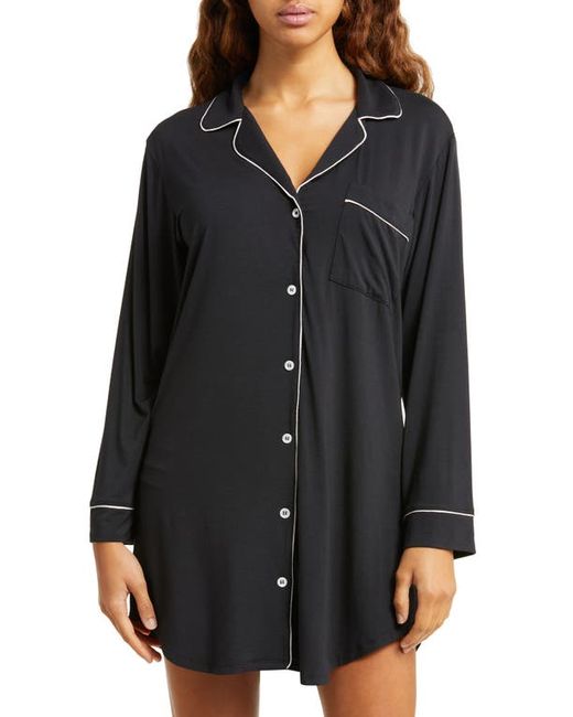 Eberjey Gisele Jersey Knit Sleep Shirt in Black/Sorbet at