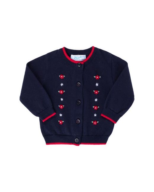 Feltman Brothers Embroidered Floral Cotton Cardigan in Navy at