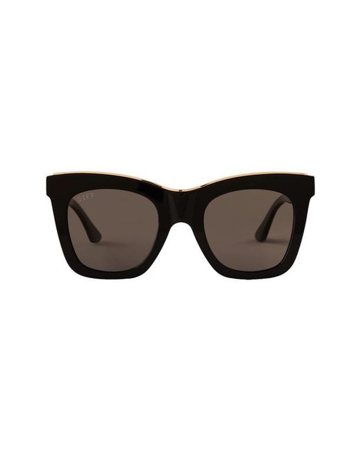 Diff Kaia II 50mm Cat Eye Sunglasses in Black Grey at