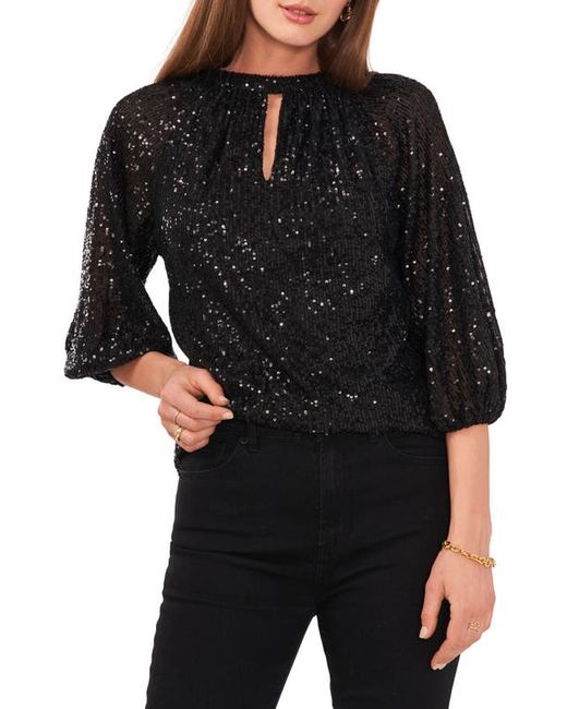 Vince Camuto Sequin Keyhole Neck Blouse in at