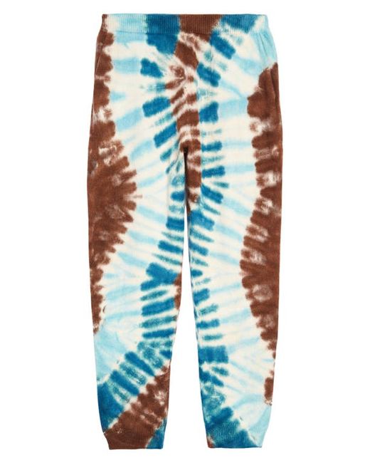 The Elder Statesman Zig Tie Dye Cashmere Joggers in Ivory W/Trk/Rst/Pck at