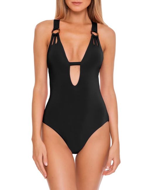 Becca Code Plunge One-Piece Swimsuit in at