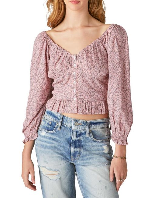 Lucky Brand Floral Smocked Button-Up Blouse in at