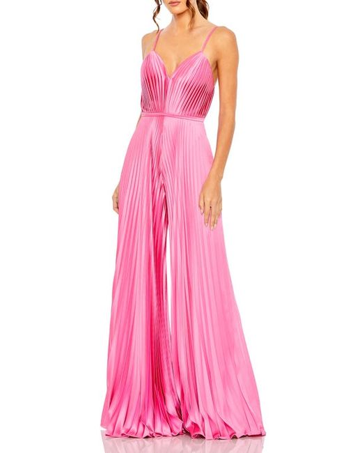 Ieena for Mac Duggal Pleated Satin Wide Leg Jumpsuit in at