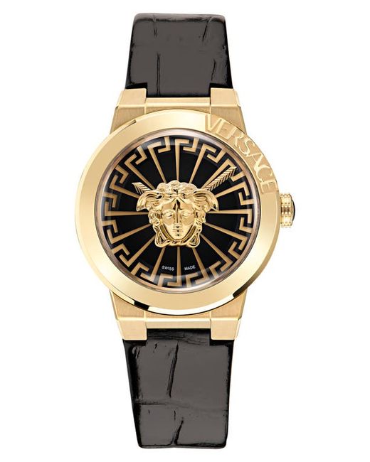 Versace Medusa Infinite Leather Strap Watch 38mm in Ip Gold at