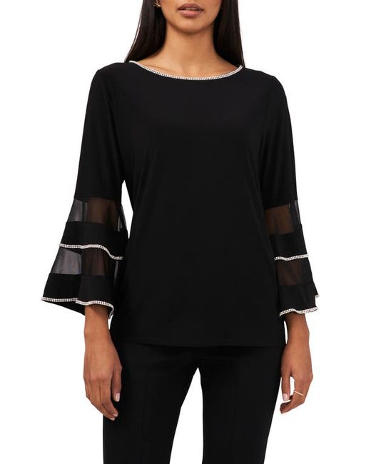 Chaus Rhinestone Illusion Bell Sleeve Blouse in at