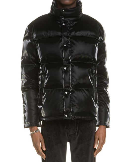 Saint Laurent Latex Effect Quilted Down Jacket in at
