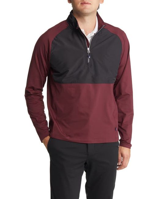 Cutter and Buck Adapt Quarter Zip Wind Resistant Knit Pullover in Bordeaux at