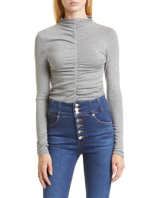 Veronica Beard Theresa Ruched Funnel Neck Top in at