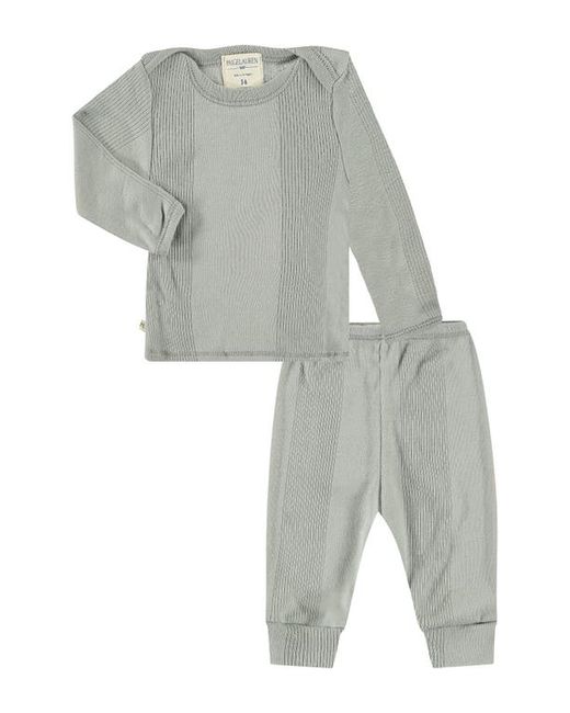 Paigelauren Ribbed Cotton Modal Long Sleeve T-Shirt Pants Set in at
