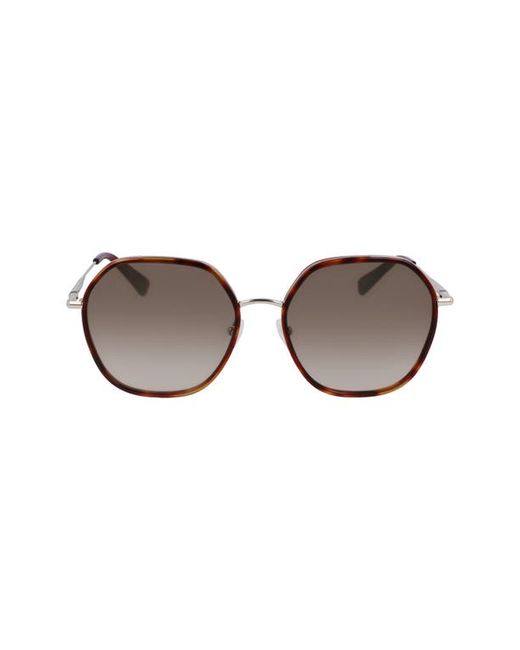 Longchamp Roseau 58mm Gradient Rectangular Sunglasses in Gold/Havana at