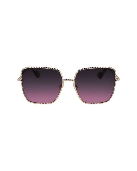 Lanvin Babe 59mm Gradient Square Sunglasses in Gold/Gradient Grey Rose at