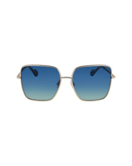 Lanvin Babe 59mm Gradient Square Sunglasses in Gold/Gradient Blue at