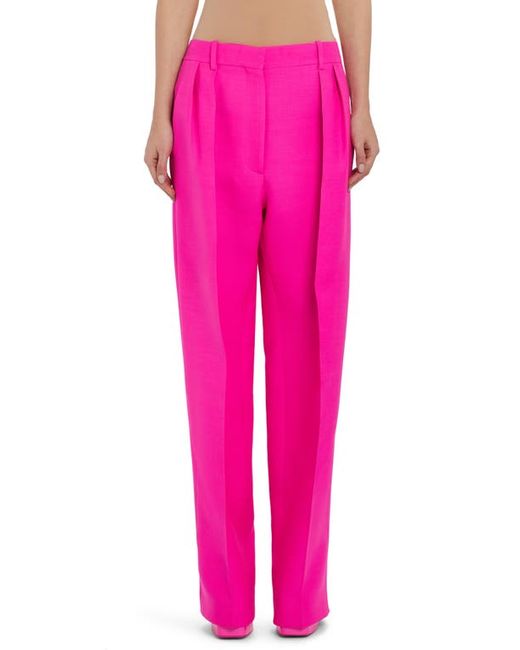 Valentino Pleated Straight Leg Wool Trousers in at