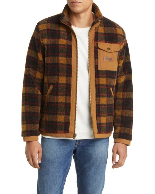 Pendleton Plaid Fleece Jacket with Canvas Trim in at