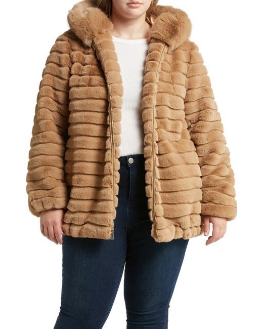 Gallery Hooded Faux Fur Jacket in at