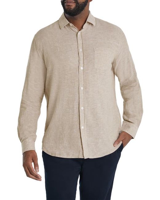 Johnny Bigg Serge Mélange Linen Cotton Button-Up Shirt in at