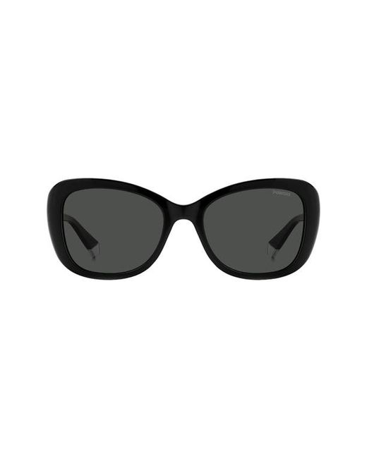 Polaroid 53mm Polarized Cat Eye Sunglasses in Black/Grey at