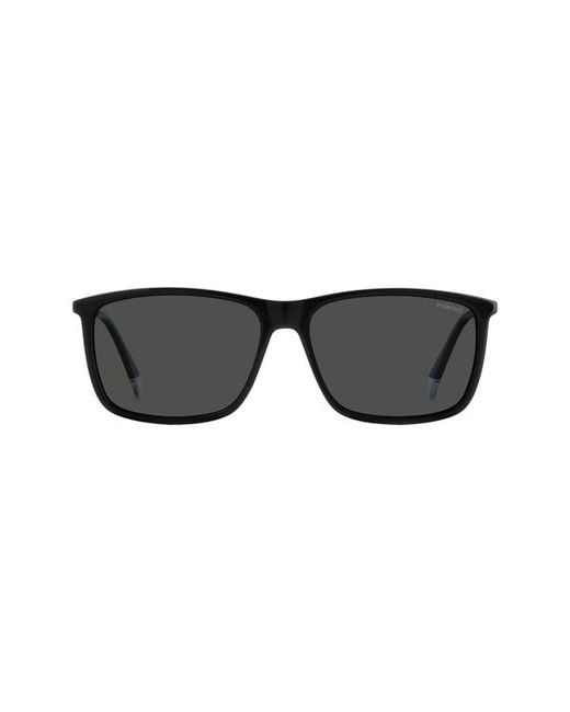 Polaroid 59mm Polarized Rectangular Sunglasses in Black/Grey at