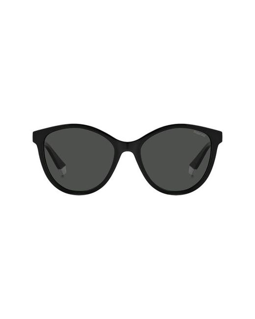 Polaroid 54mm Polarized Round Sunglasses in Black/Grey at