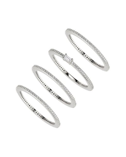 Nadri Pave The Way Set of 4 Cubic Zirconia Stacking Rings in at
