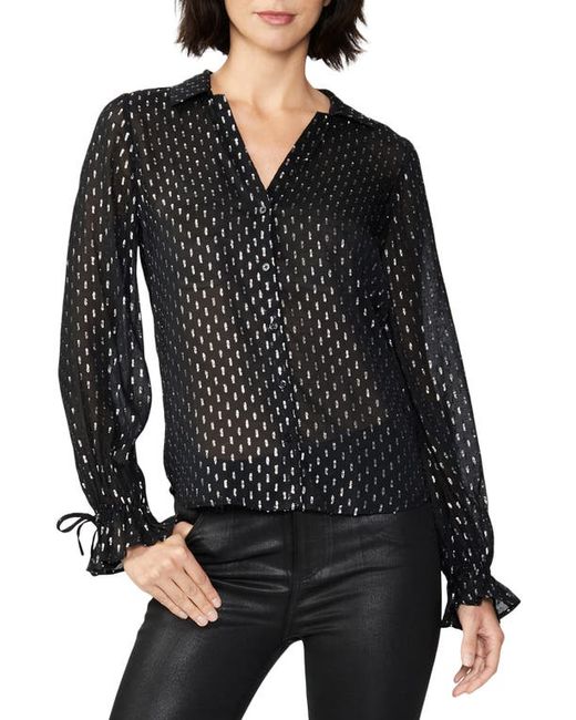 Paige Alinah Sheer Button-Front Blouse in Black at