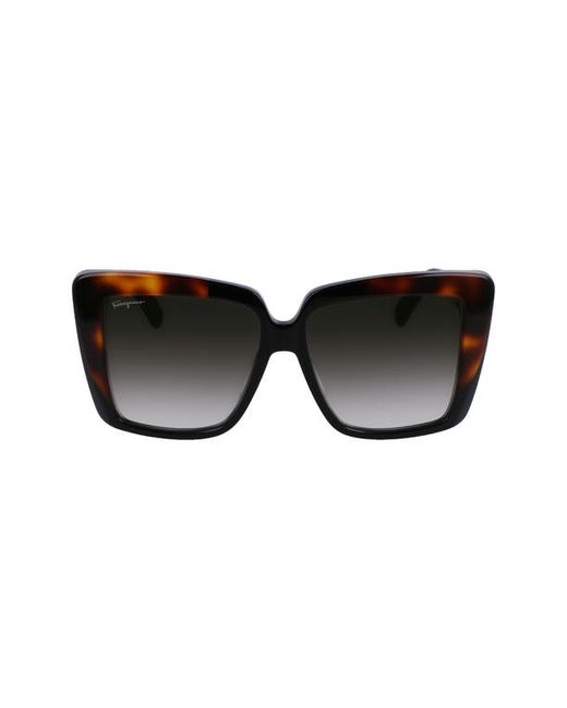Salvatore Ferragamo 55mm Gradient Rectangular Sunglasses in Tortoise at