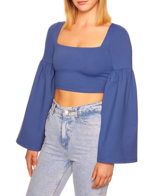 susana monaco Bell Sleeve Square Neck Crop Top in at