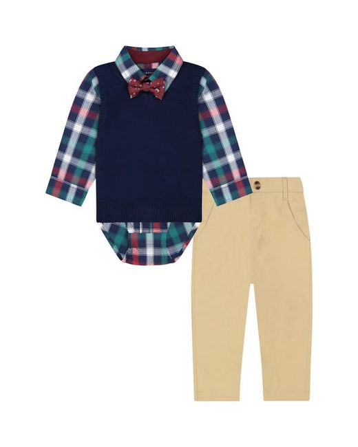 Andy & Evan Holiday Plaid Shirt Bow Tie Vest Pants Set in at